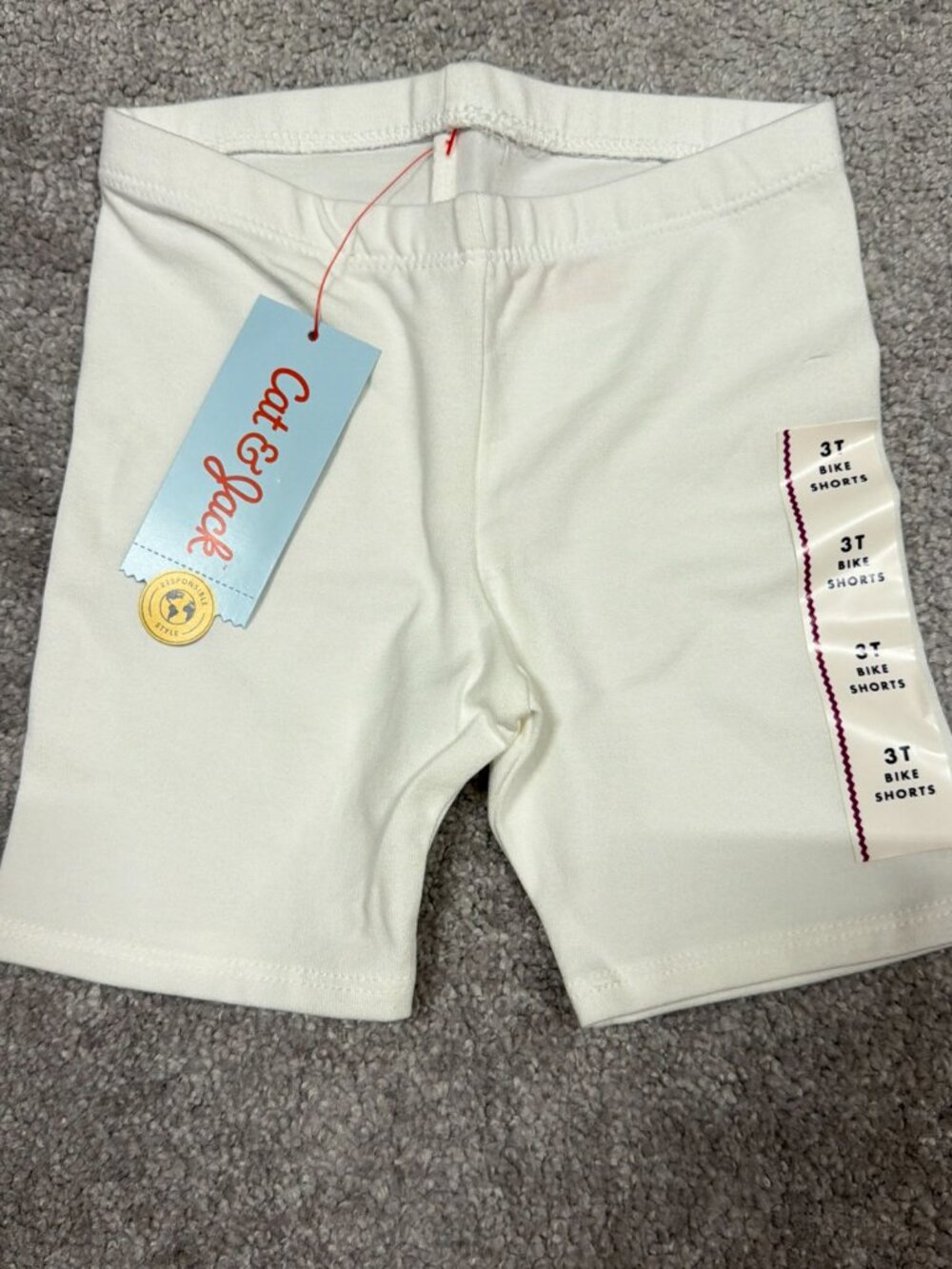 Cat & Jack Toddler Unisex Bike Shorts Size 3T Chalk White, 2 pcs